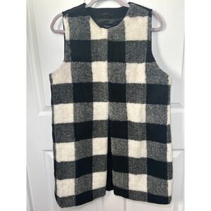Talbots Buffalo Plaid Vest Faux‎ Fur Sleeveless Outerwear Layering Medium Wool